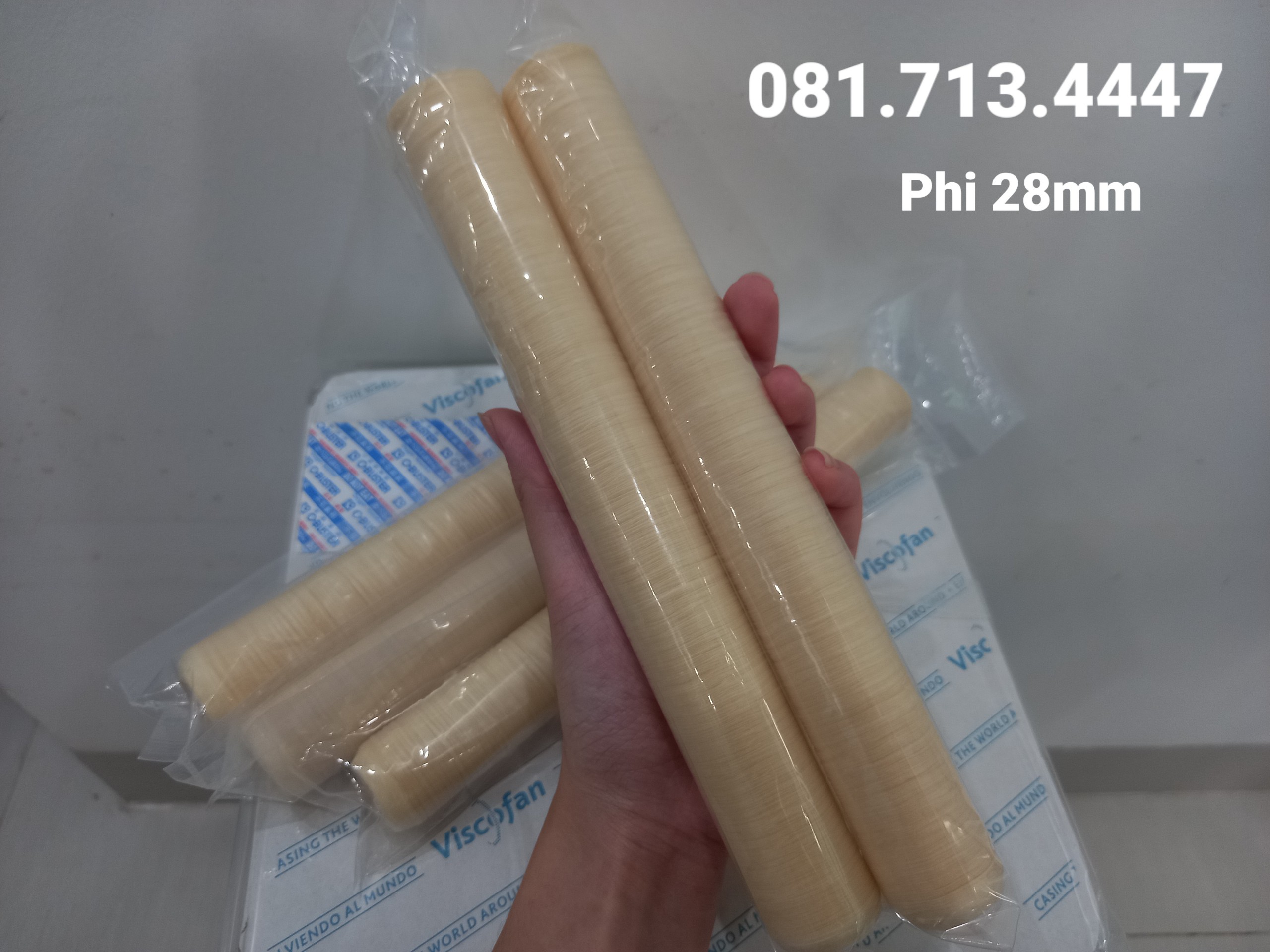 Vỏ xúc xích phi 28mm Collagen Viscofan