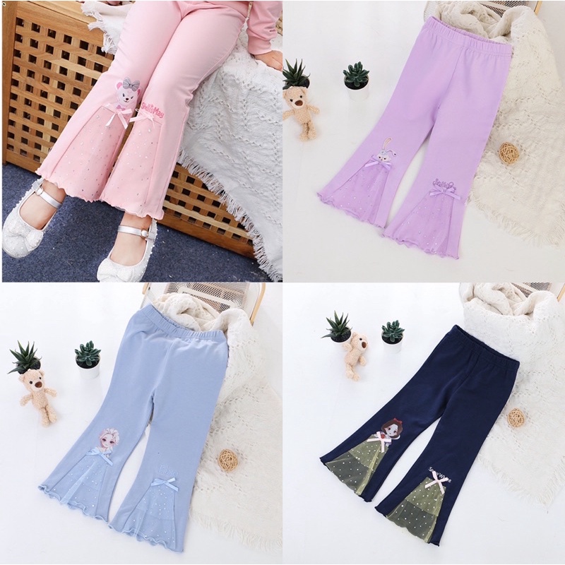 Quần Legging Ống Loe Họa Tiết Hoạt Hình Cho Bé 10-28kg❤️ Chất Cotton Co Giãn 4 Chiều