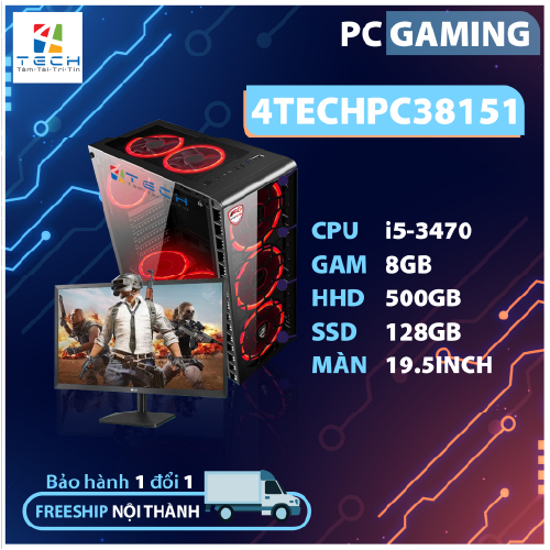 [Trả góp 0%]Desktop Computer máy tính nguyên cây đồng bộ PC Building dùng cho Văn Phòng Youtuber cấu hình mạnh/khủng 4TechVP PC38151 bắt được wifi bluetooth USB 3.0 2 ổ cứng cài đặt đủ phần mềm W7810 chạy 24/24h mượt không lỗi vặt – Tặng Tai Nghe.