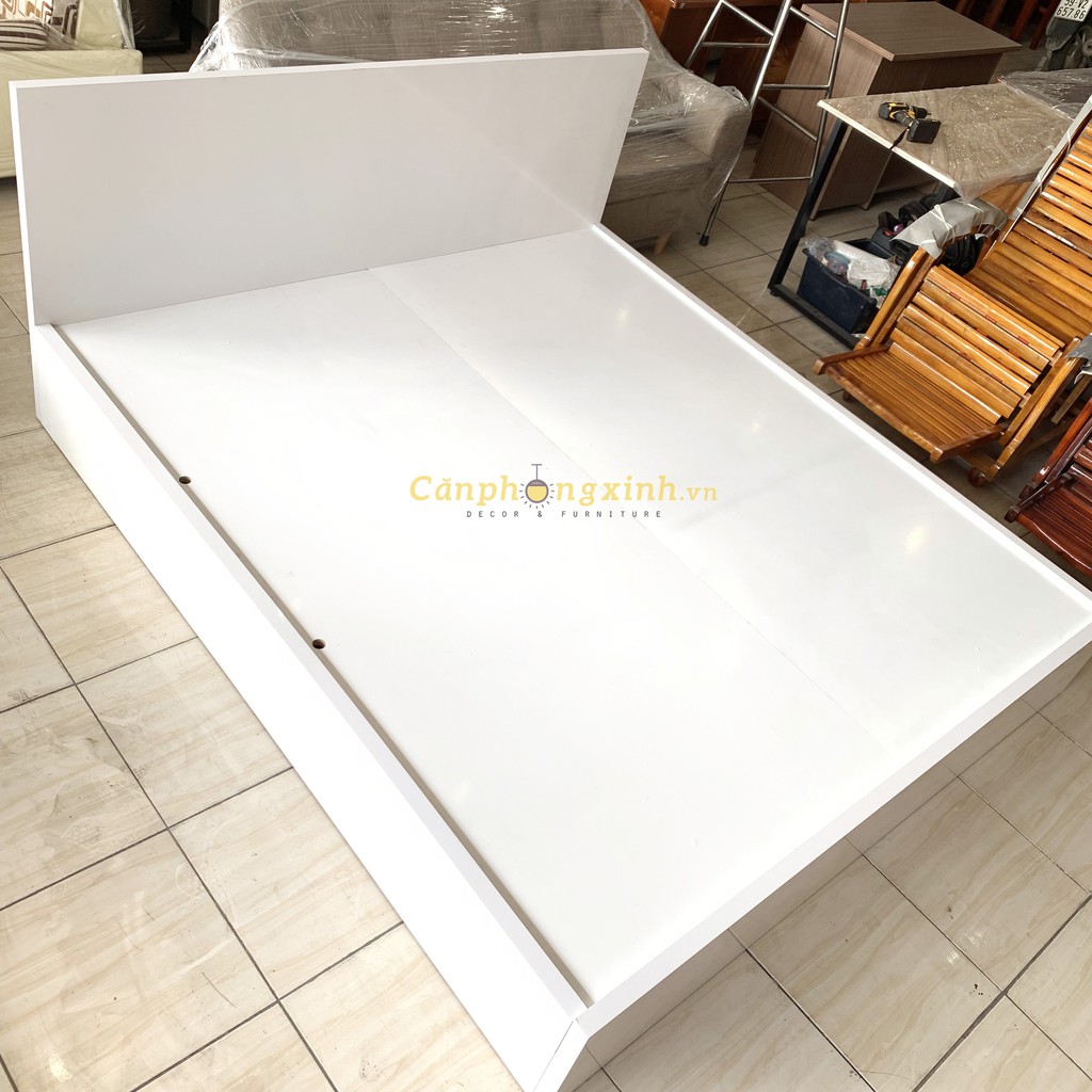 Giường ngủ, Giường nằm màu Trắng chất liệu gỗ CN MDF phủ melamine cao cấp 2 hộc kéo CPX-G30