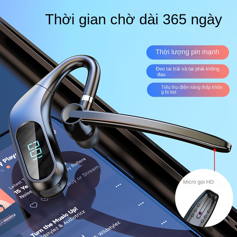 Tai nghe Bluetooth -Tai nghe thể thao Bluetooth, Tai nghe kinh doanh không dây Bluetooth một đầu với Microphone Thiết kế thể thao năng động