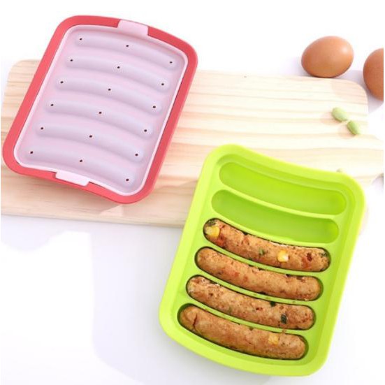 Khuôn xúc xích silicon chế biến đồ ăn dặm cho bé shopmegold1, khuôn silicon làm xúc xích cho bé