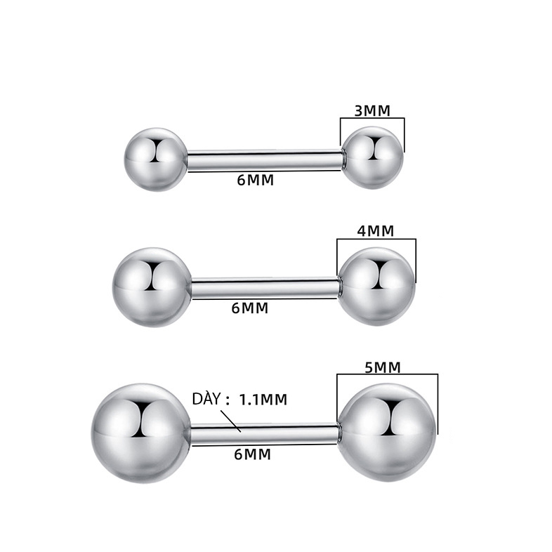 Khoen tai nam Titan đầu tròn bi phong cách hàn quốc (1 chiếc)