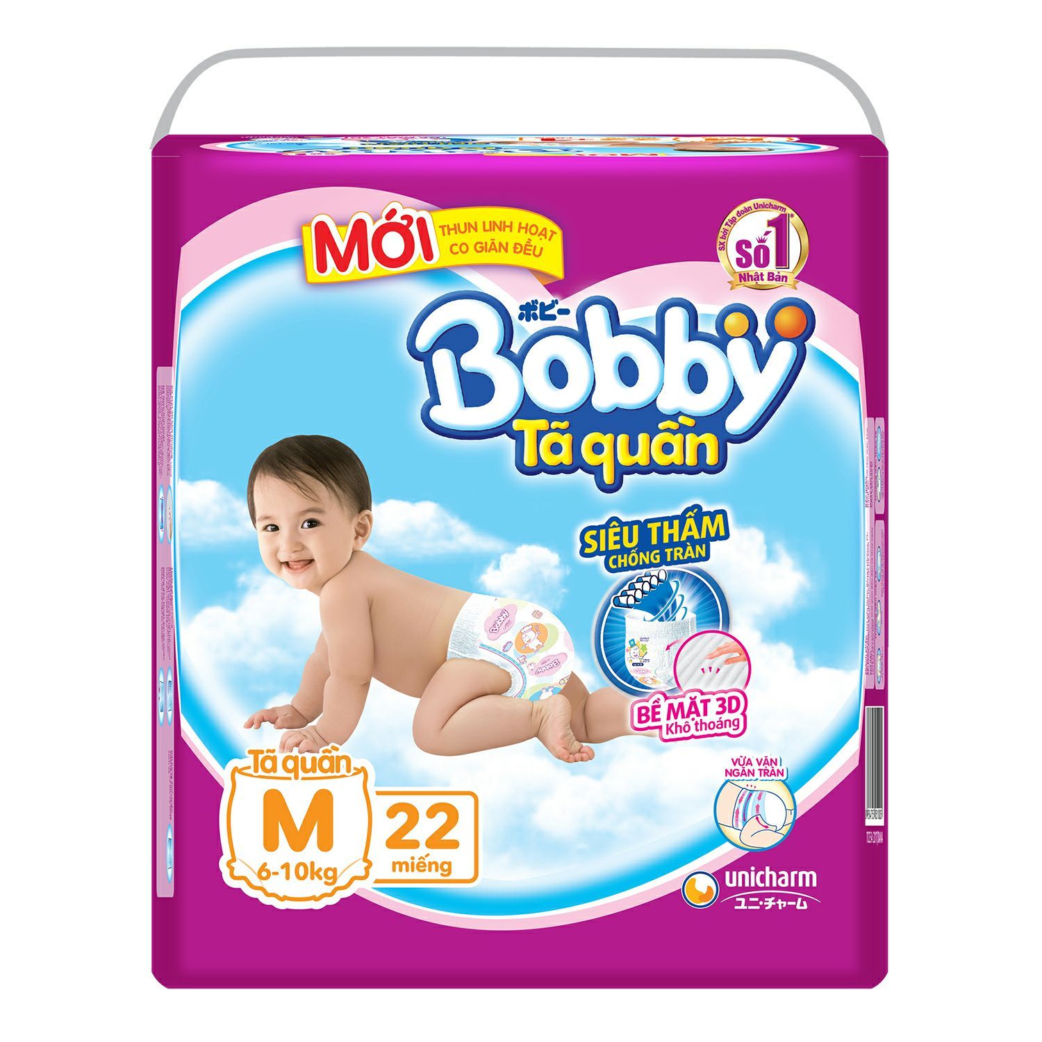 Tã quần bobby siêu thấm m22 tinh chất trà xanh mới