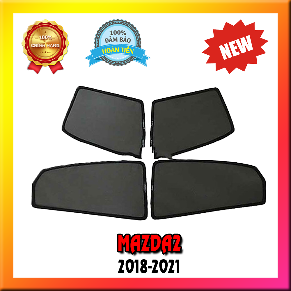 Rèm che nắng nam châm xe mazda 2 2018-2021- bộ 4 tấm, khung rèm tích hợp sẵn nam châm, vừa zin cho xe, tháo lắp đơn giản che nắng hiệu quả
