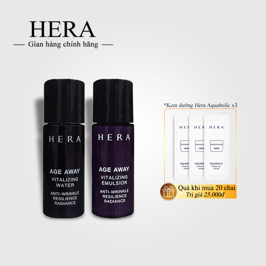 [20 chai] Nước cân bằng và Sữa dưỡng chống lão hóa Hera Age Away Vitaling 5mlx20 - Nước hoa hồng chống lão hóa Hera