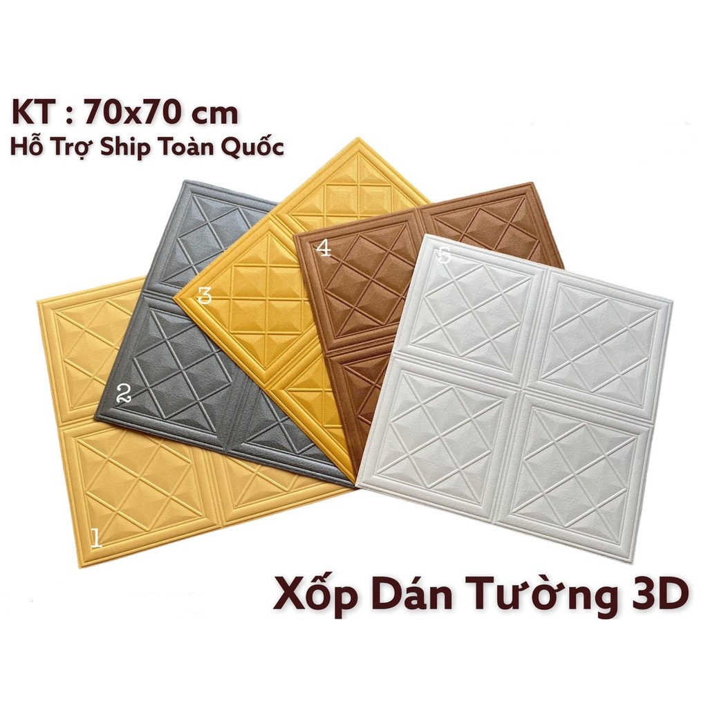 Xốp dán tường giả da quả trám P8 kt 70*70cm, chống va đập tốt, dễ dàng lau chùi, vệ sinh khi bị vương bẩn