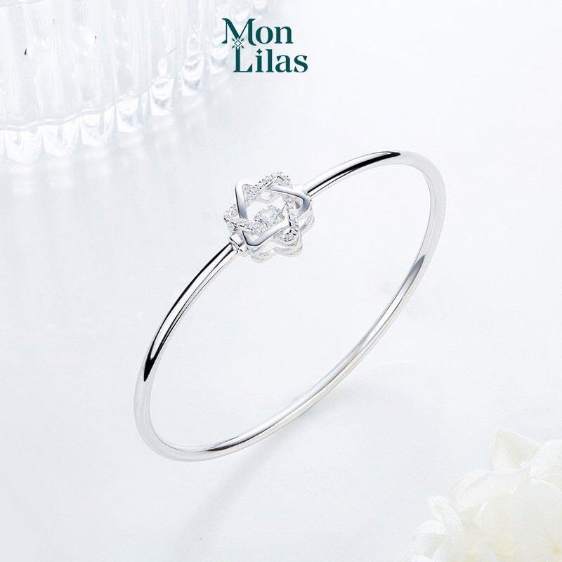 Vòng tay lắc tay nữ mon lilas ngôi sao sáu cánh bạc ý cao cấp v0420001