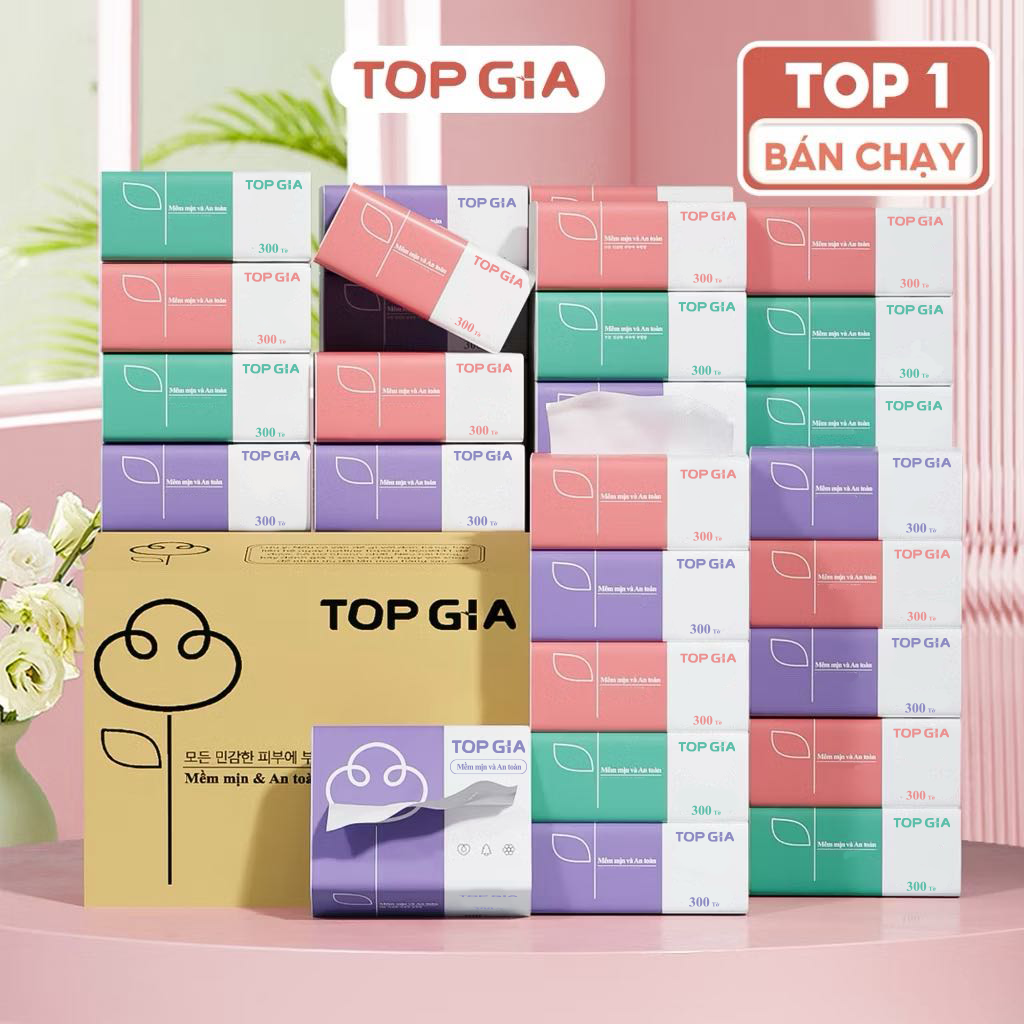 Tissue Paper in a Box of 30 Packs, Top Gia Premium Tissue Paper with 4 Thick Layers, Safe for All Skin Types - 5