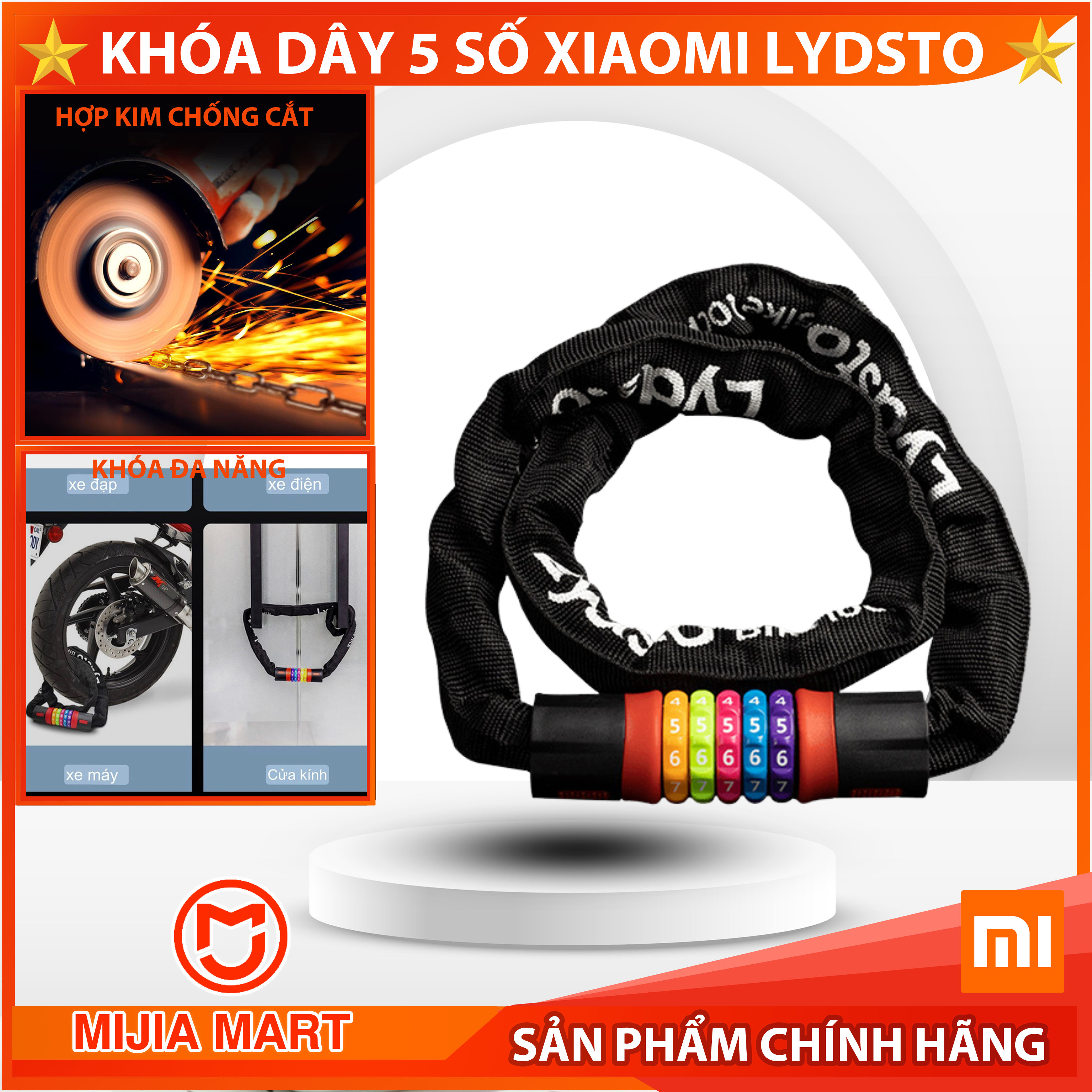 Khóa dây xe đạp xiaomi lydsto. khóa số mini đa năng 5 số mijiamart