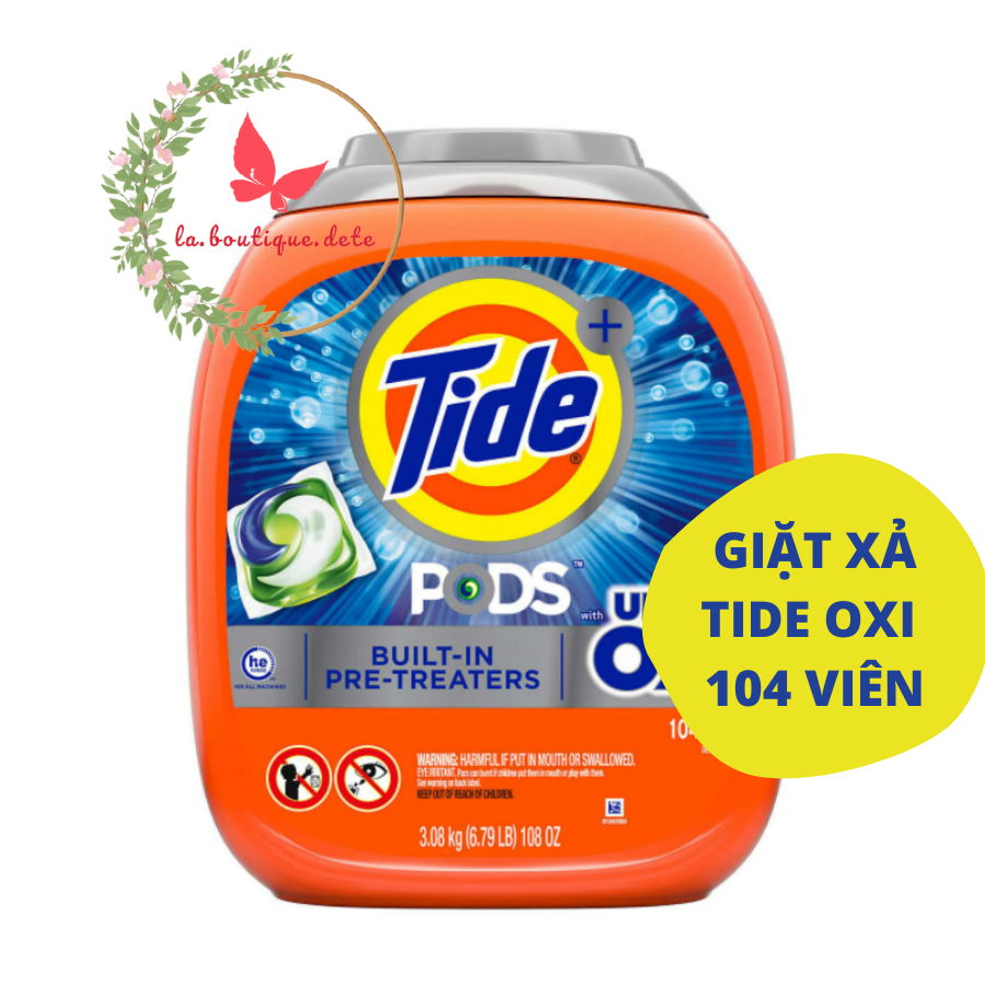 Viên giặt xả thơm& làm mềm quần áo Tide Pods Ultra Oxi 104 viên - Hàng Mỹ