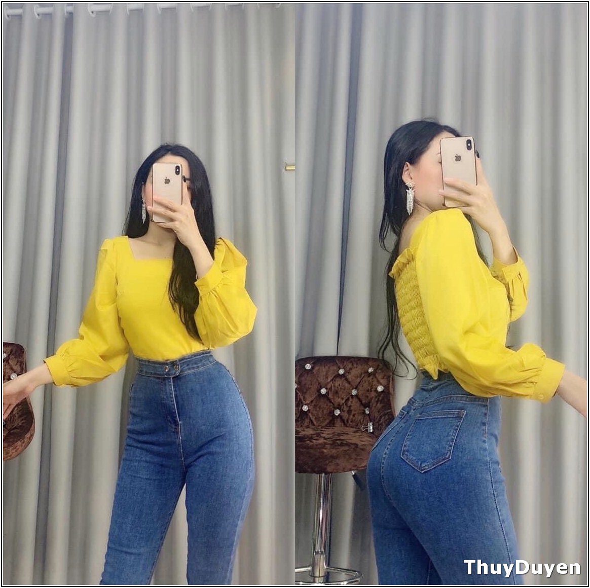 Quần Jean Nữ Lưng Cao ĐAI TRƠN HAI CÚC XANH ĐẬM  siêu đẹp chất jean giãn tốt 16/10--S3a16