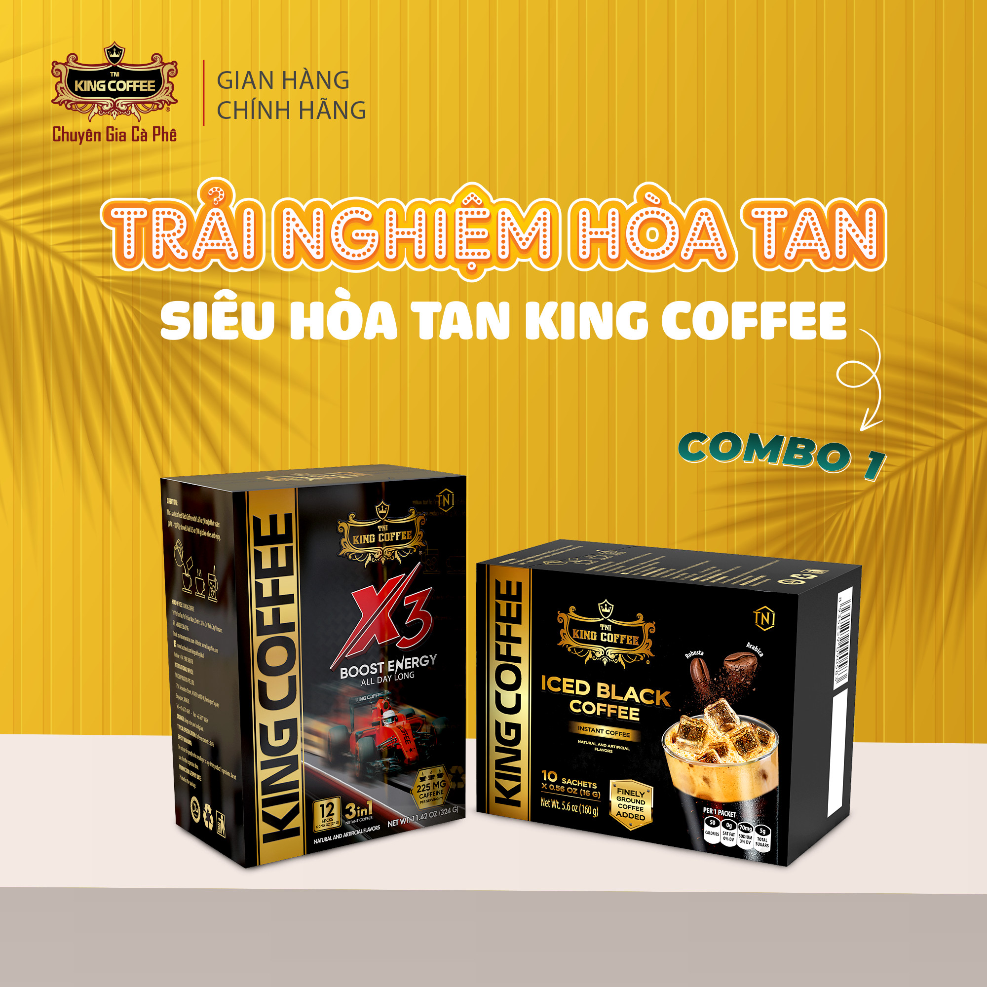 Combo trải nghiệm cà phê hòa tan 1 – siêu hòa tan king coffee