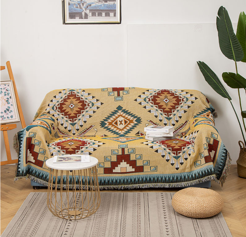 Thảm trải sofa thảm trải sàn khăn phủ sofa vintage vàng