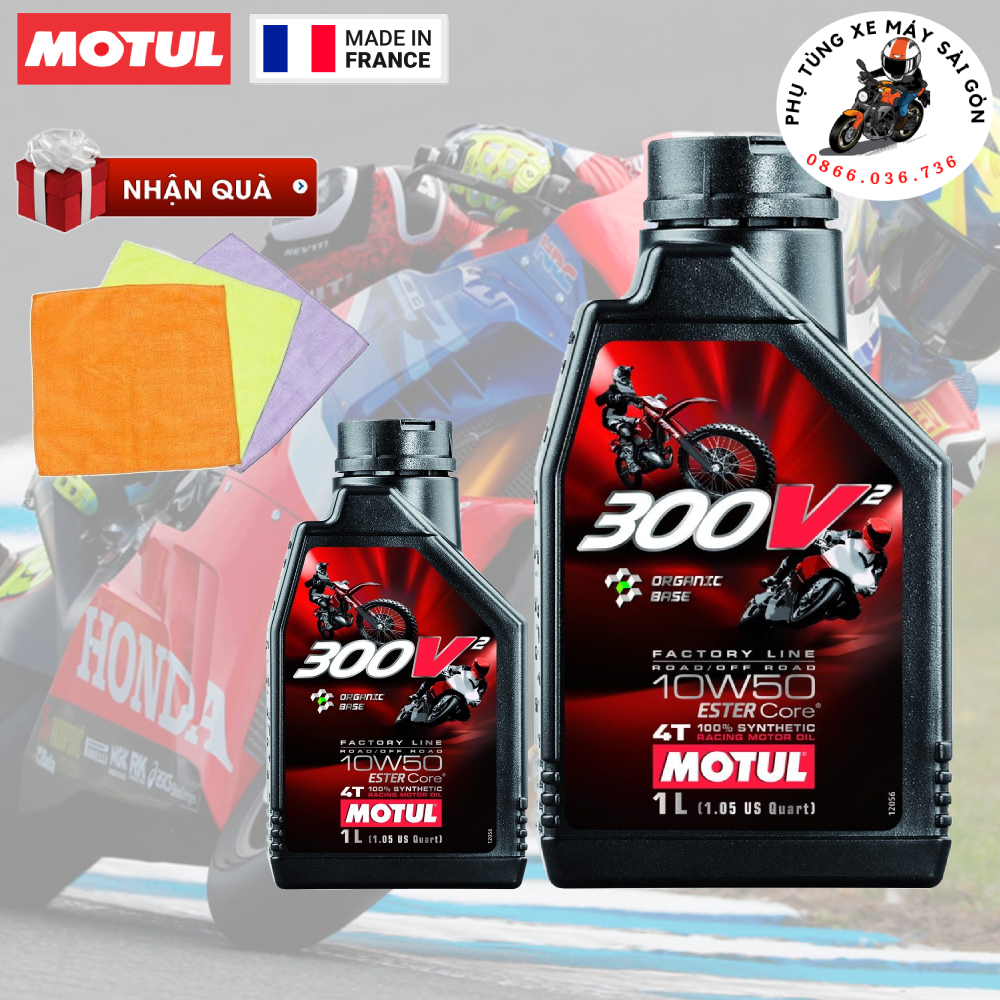 Nhớt MOTUL 300V2 FACTORY LINE 10W50 [Mua 5 tặng 1 phểu]