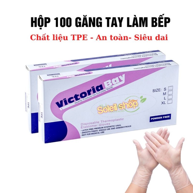 HỘP 100 CÁI (50 ĐÔI) GĂNG TAY TPE KHÁNG KHUẨN, NẤU ĂN CHẾ BIẾN NHÀ BẾP - GĂNG TAY SIÊU DAI KHỬ MÙI, KHÁNG KHUẨN CỰC TỐT