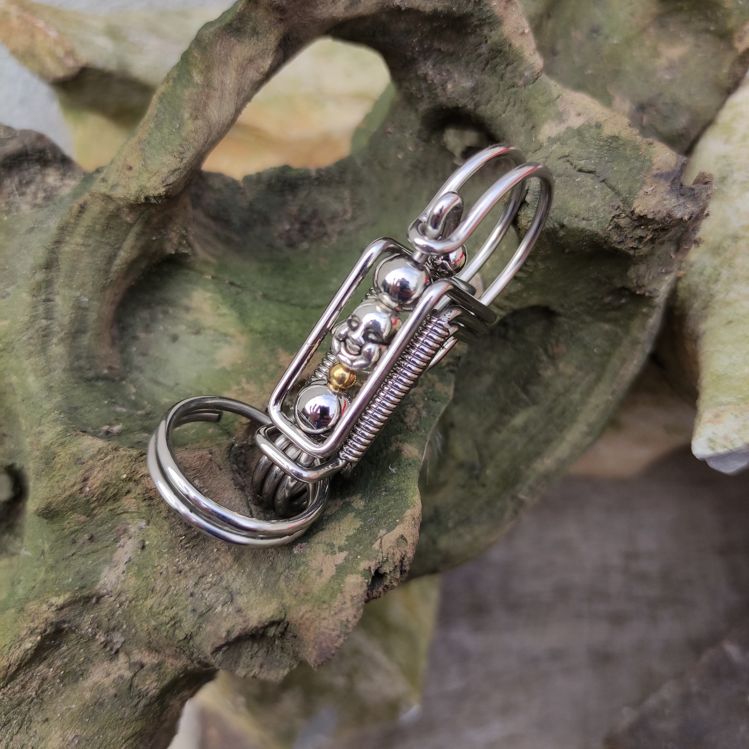 Móc chìa khóa thần tài xe máy ô tô đẹp chất liệu inox cài lưng quần thời trang Móc khóa thủ công