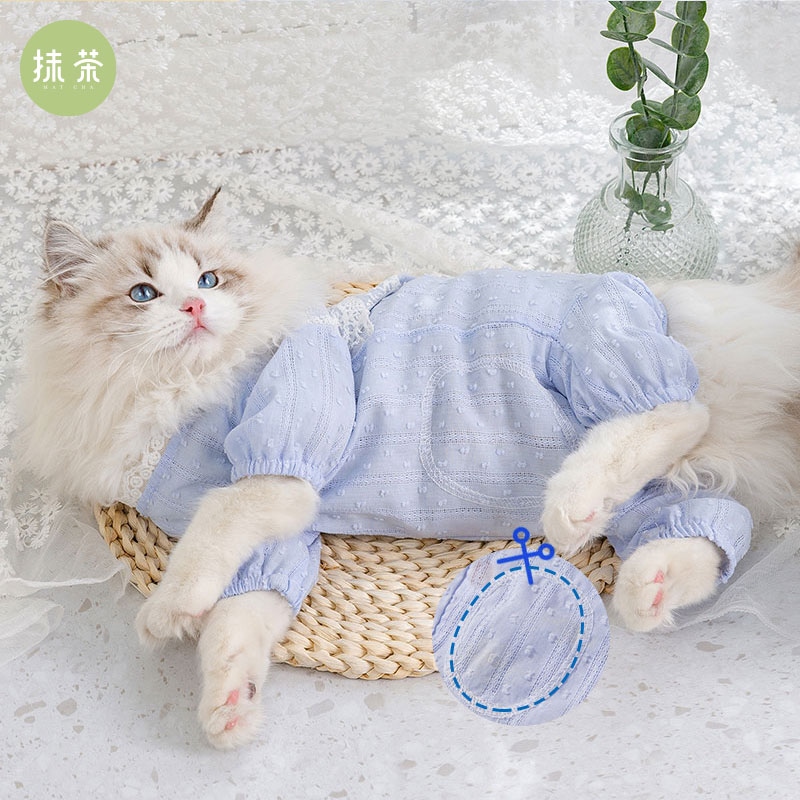 Cat Thin Clothes In The Summer With The Wool Puppets Blue Cat House Coat