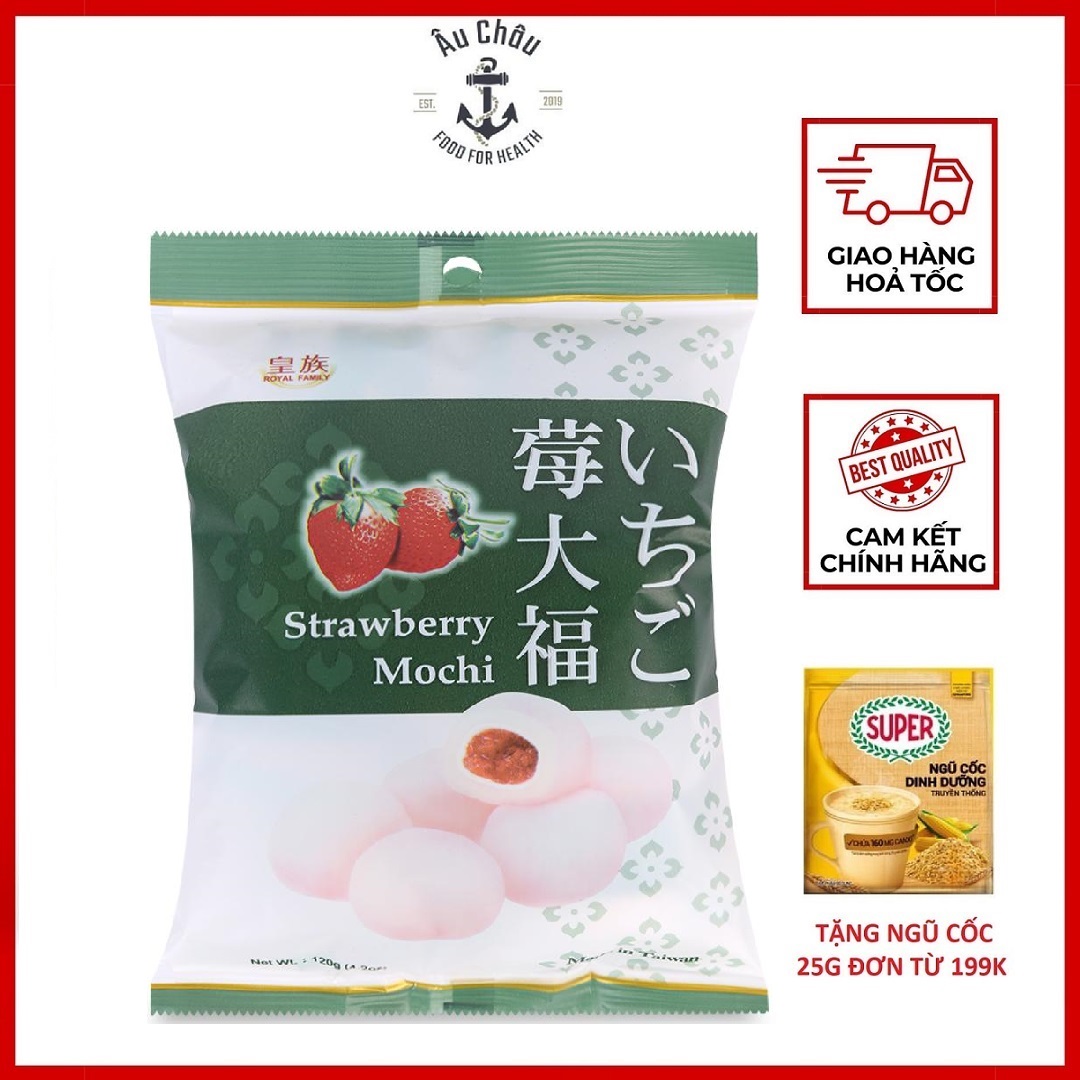 Bánh mochi Đài Loan kem lạnh Royal Family sweet dẻo ngon vị dâu ít calo 120g 9 bánh