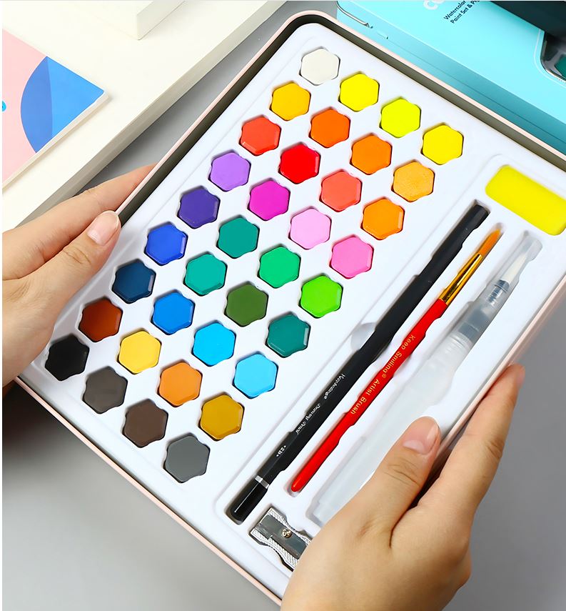 Bộ 36 Màu Nước Keep Smiling màu vẽ tô màu họa cụ dễ thương hạng học sinh Lalunavn - B41