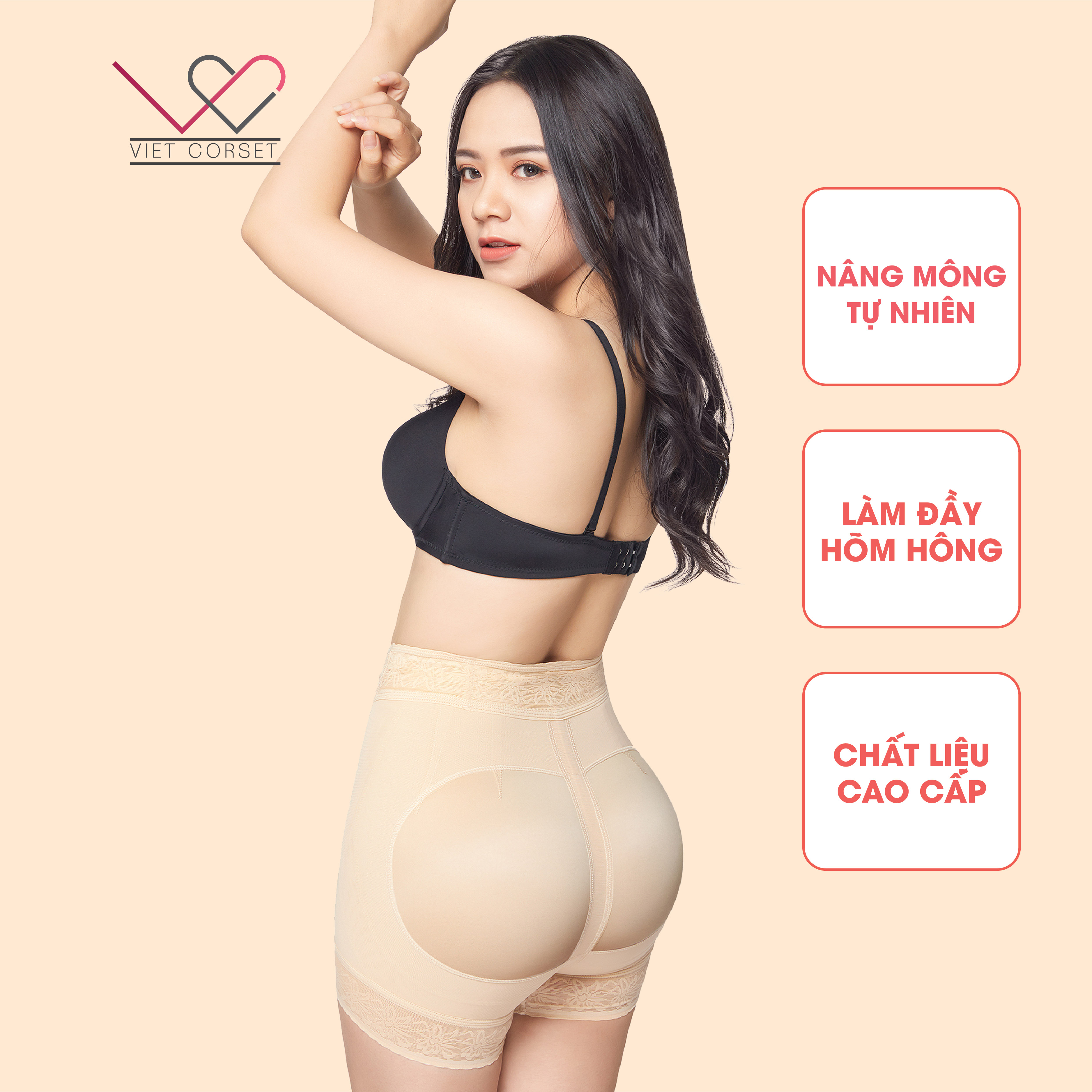 Quần Nâng Mông Nịt Bụng Cao Cấp Việt Corset Butt Lifter - Quần Ren Định Hình Bụng Dưới, Làm Đầy Hõm Hông, Đẩy Mông Cao 5.0