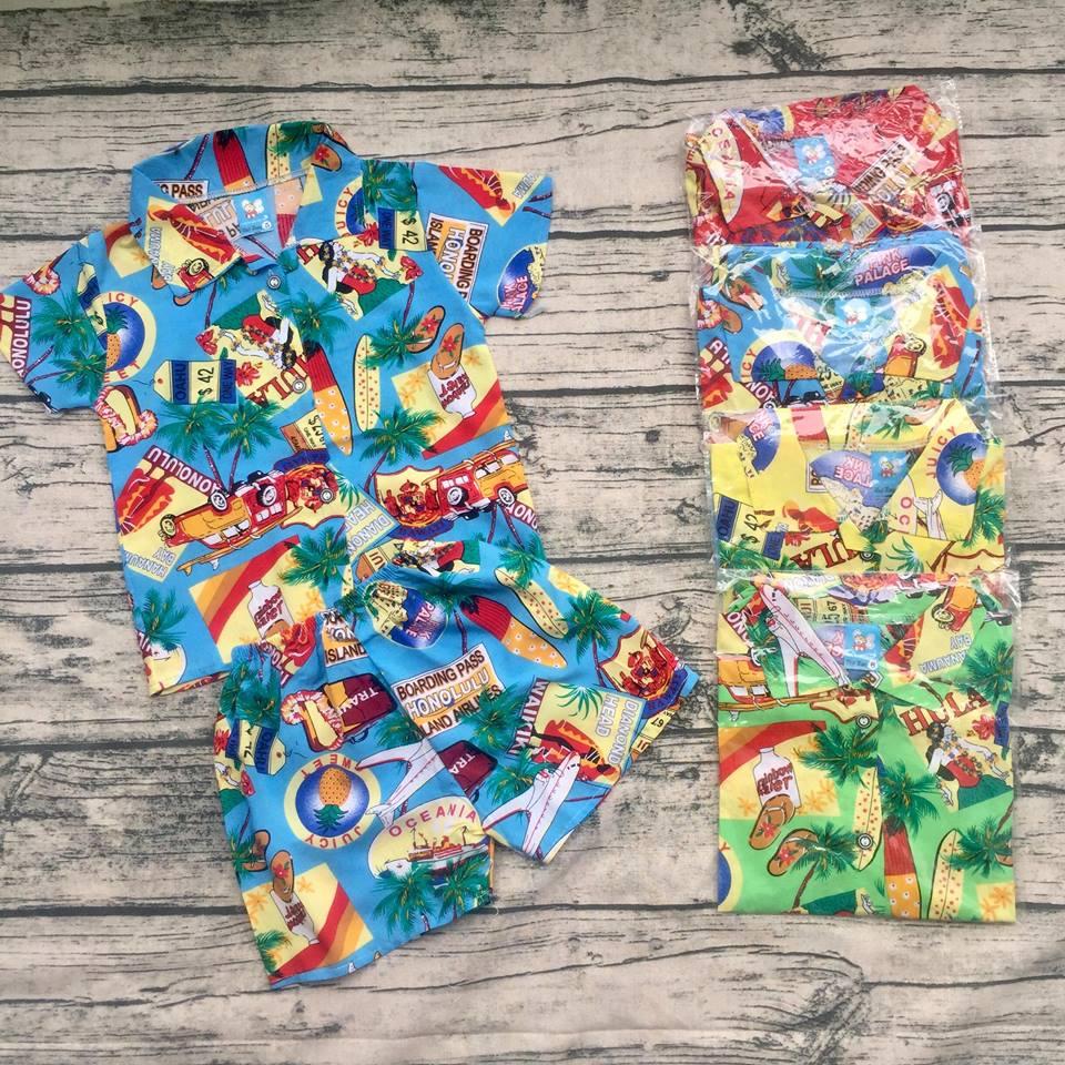 Combo 3 bộ quần áo sơ mi cộc tay tole cho bé trai 7-15kg