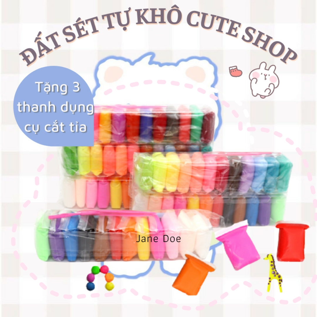 Đất sét tự khô 12/24/36 màu an toàn decor gương nặn nhẫn cực xinh Cute Shop