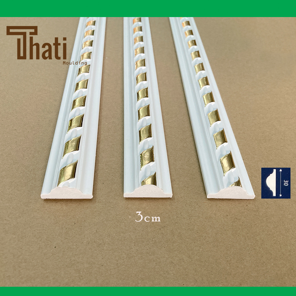 Phào chỉ nhựa, phào chỉ tường 3cm xoắn vàng