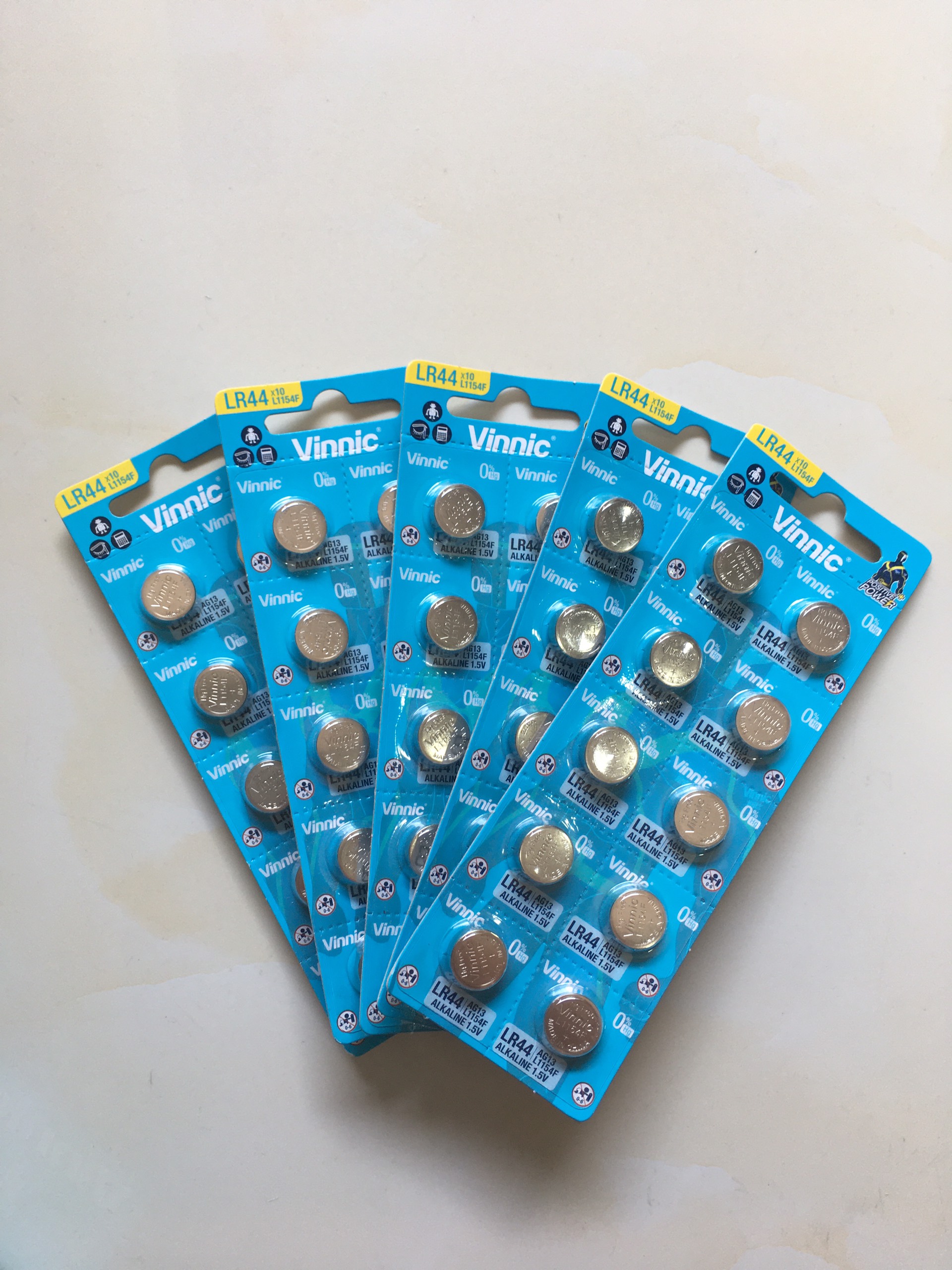 [HCM]Combo 5 vỉ pin Vinnic  R44 L1154F AG13 G13 L1154 A76 1154