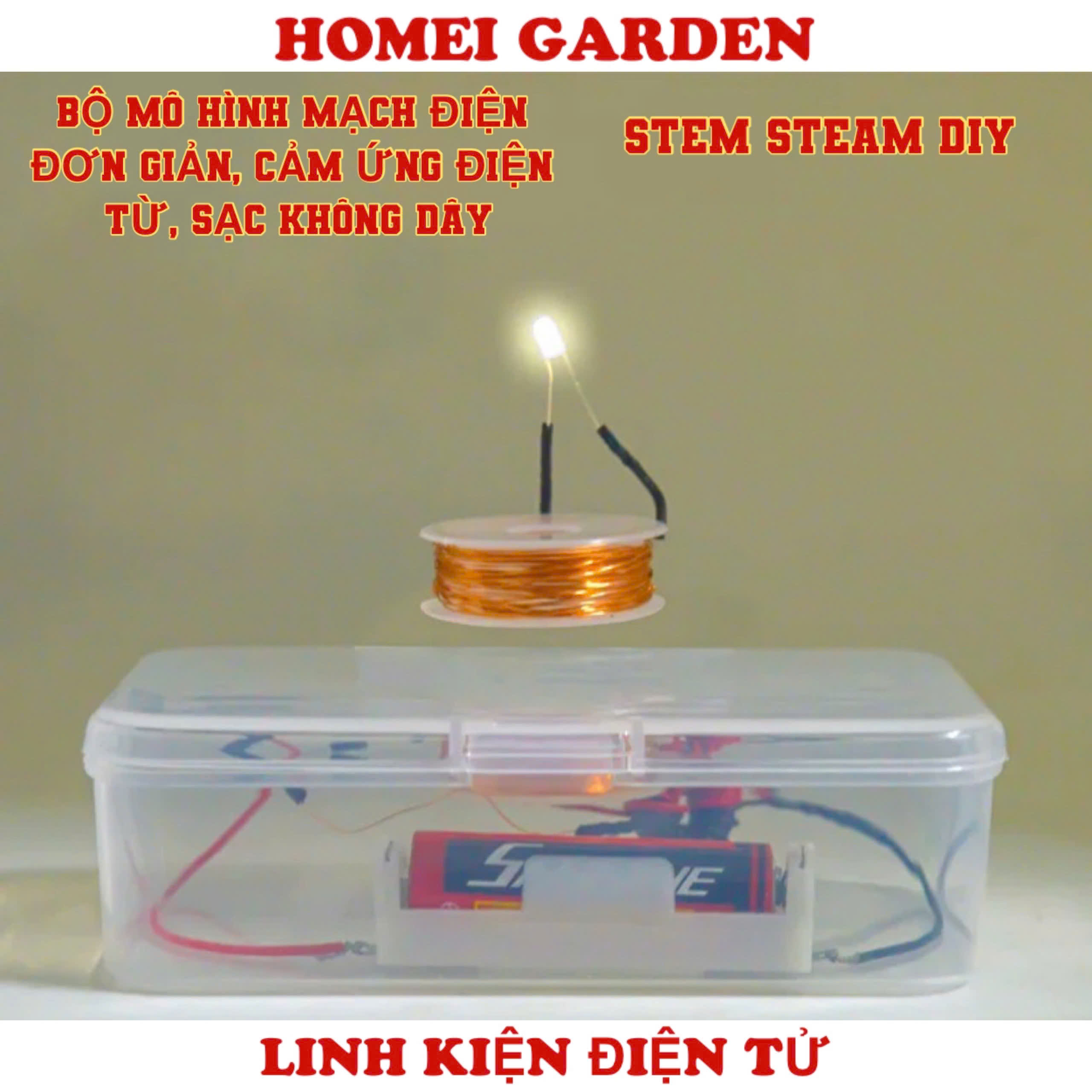 Bộ Mô Hình Mạch Điện Đơn Giản, Cảm Ứng Điện Từ, Sạc Không Dây Học Stem Steam DIY - HM0472