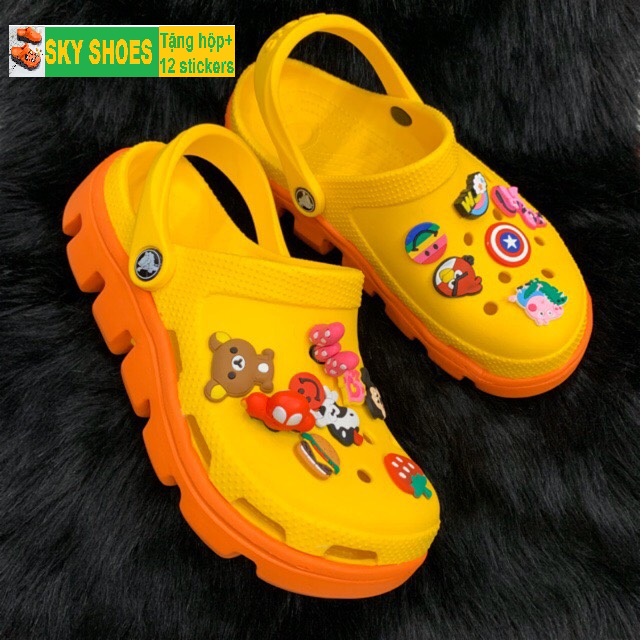 [TẶNG Hộp CROCS + 12 Jitbitz] DÉP QUAI NGANG CROCS VÀNG -SKY SHOES - dép cá sấu - dép crocs - dép nam - dép nữ - dép cross - dép sandal nữ - dép quai hậu - dép cặp - dép quai ngang