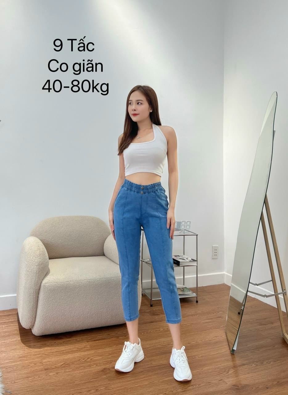 Quần jean nữ lưng thun, cạp chun co giãn 9 tấc