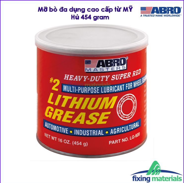 MỠ BÒ BÔI TRƠN CHỊU NHIỆT ĐA DỤNG #2 ABRO HEAVY-DUTY SUPER RED (Màu đỏ, mã LG-920, 454G