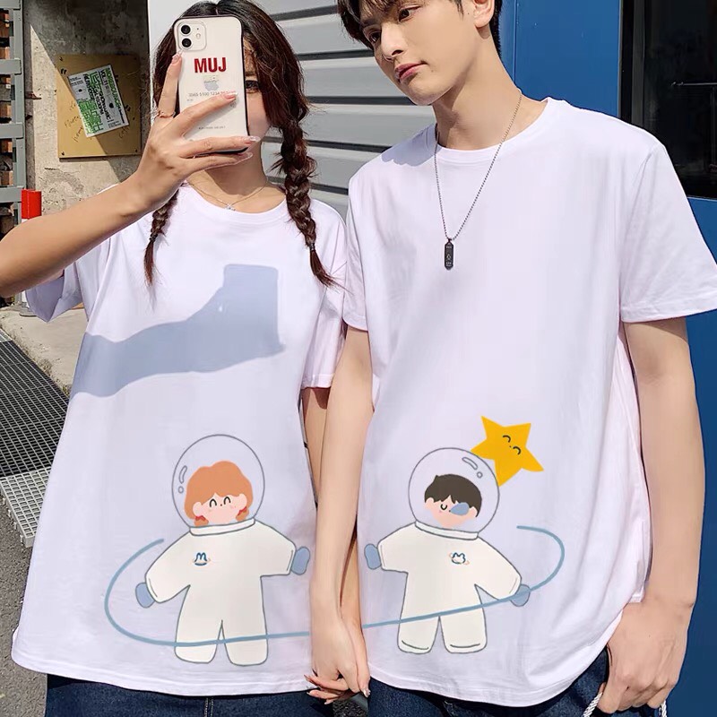 Set áo đôi nam nữ in hình dễ thương