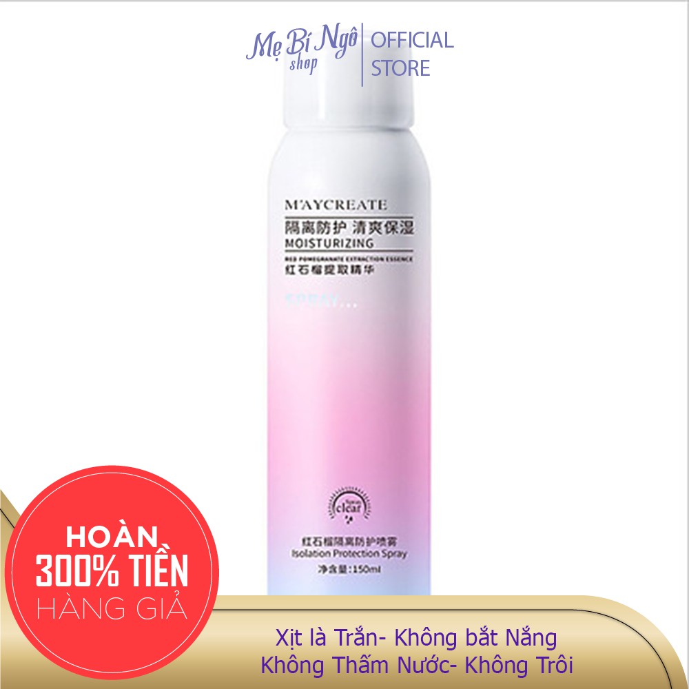 Xịt Chống Nắng Dưỡng Trắng Da, Che Khuyết Điểm Maycreate Moisturizing Spray 150ml