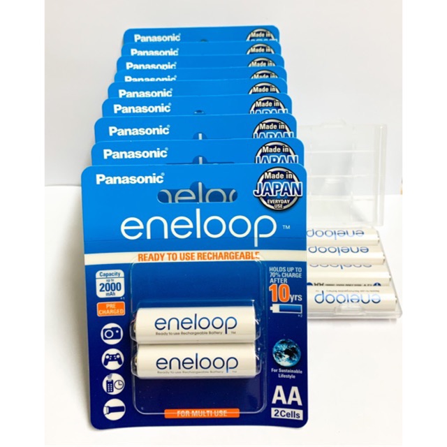 4 viên pin sạc aa/aaa eneloop tặng kèm hộp đựng pin - hàng chính hãng