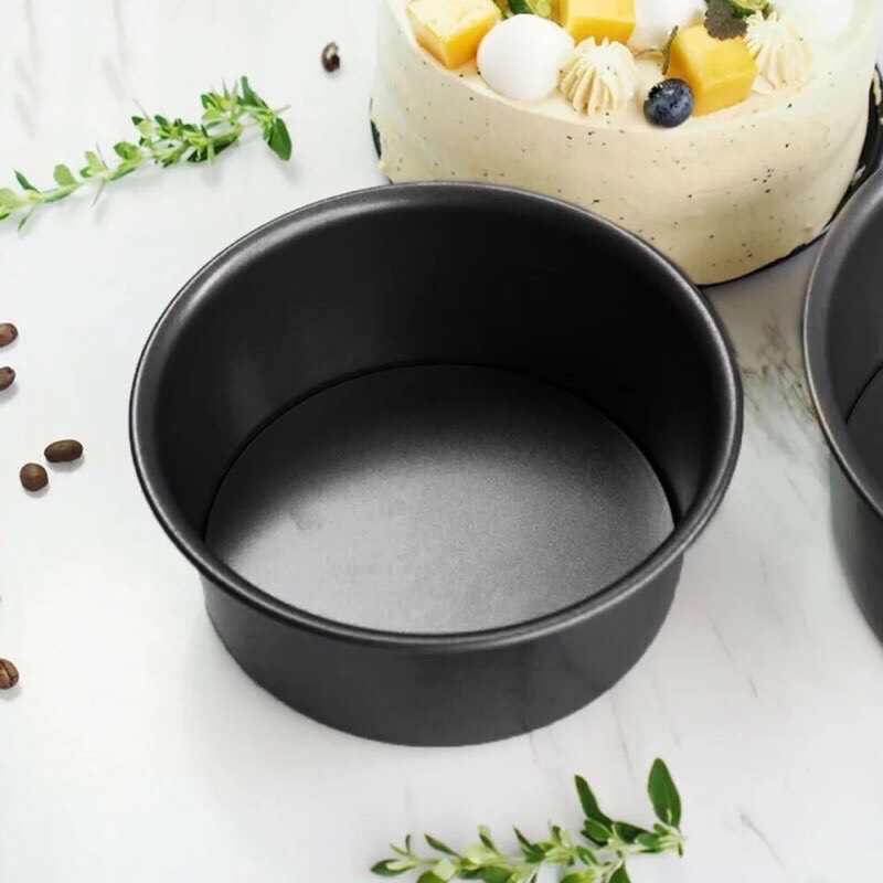 Khuôn nhôm tròn đáy liền chống dính 4inch làm bánh bông lan, flan