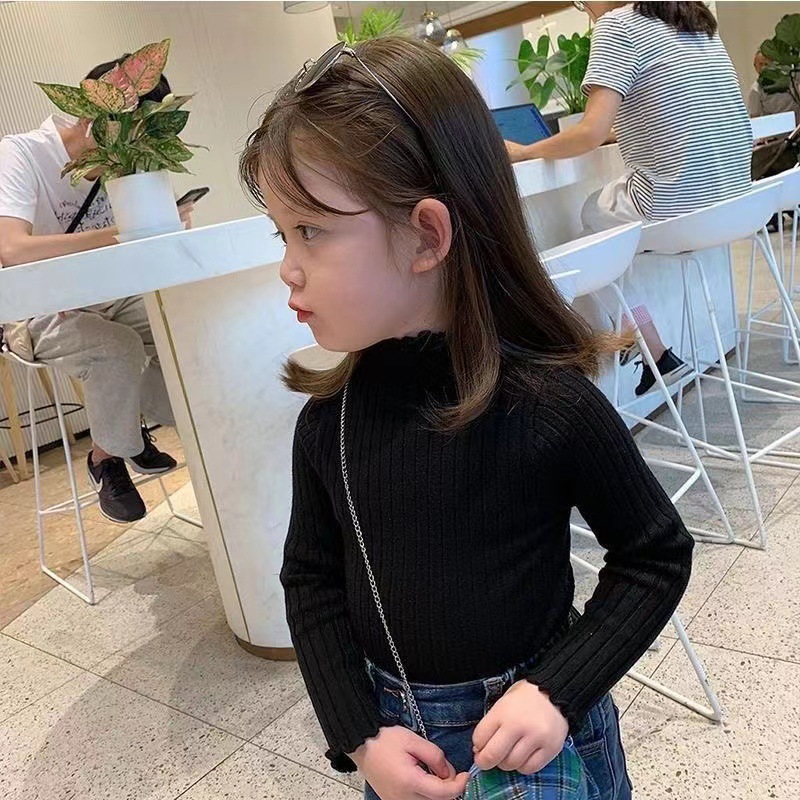FC Áo len cổ lọ dày cho trẻ em, áo len dài tay mới mùa thu đông, áo thun thời trang cho bé gái - 2