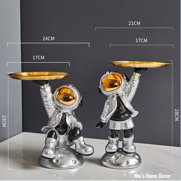 Mô hình phi hành gia, tượng phi hành gia đỡ khay - bê khay, decor trang trí nhà cửa, qùa tặng cao cấp