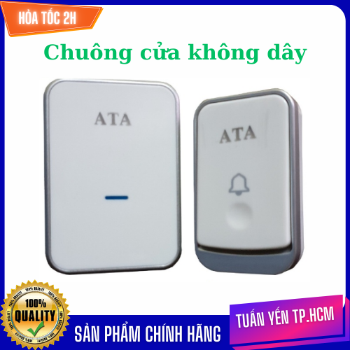  Chuông cửa ATA AT-913M không dây khoảng cách phát sóng xa nút nhấn có ron chống nước  màu trắng  - Hàng chính hãng 