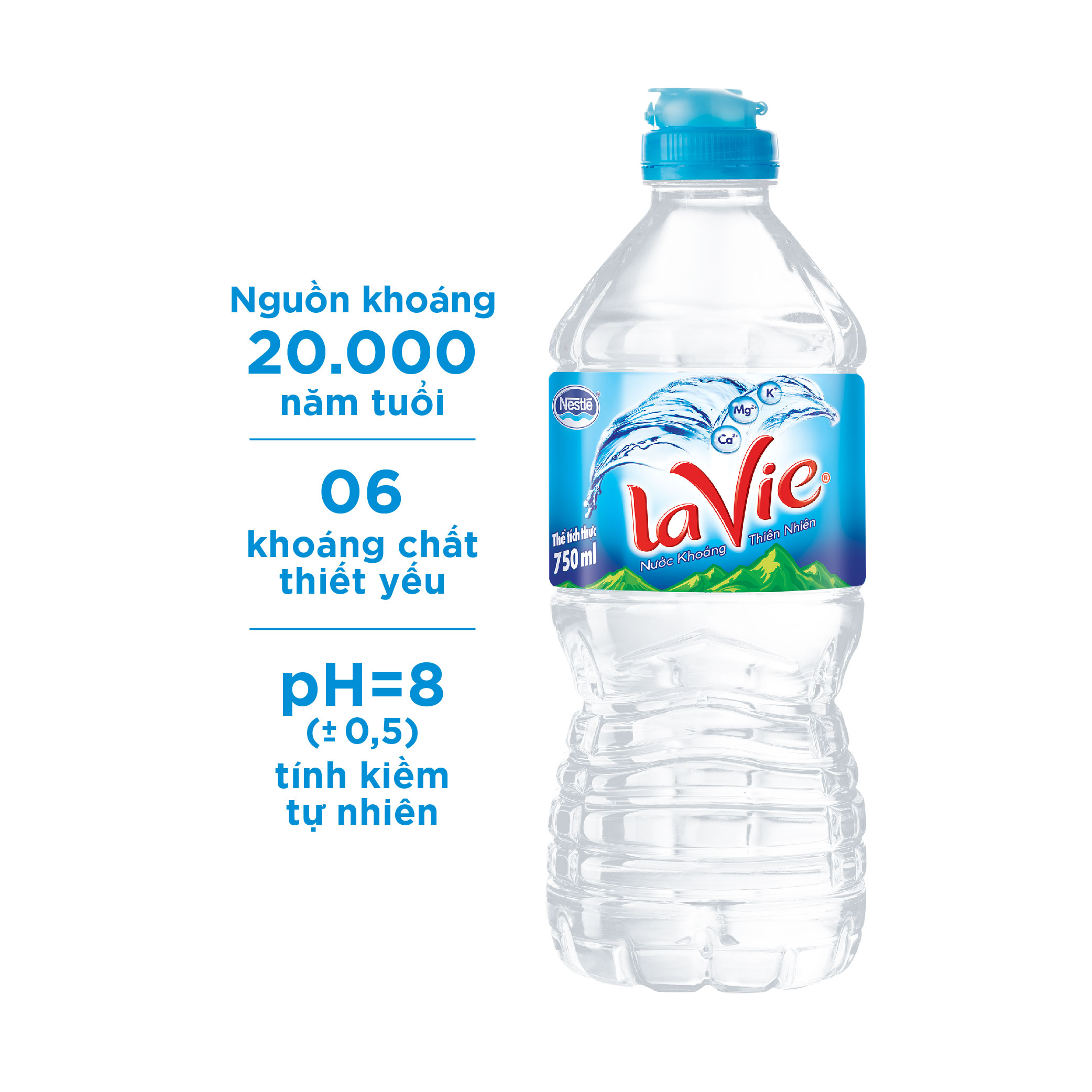Nước khoáng thiên nhiên La Vie Nắp Thể Thao chai 750ml (Thùng 12 chai)