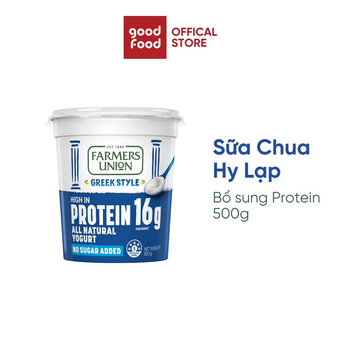 Sữa chua hy lạp tăng cường protein không béo Farmers Union greek style high protein no fat yogurt hũ 500g tăng cơ