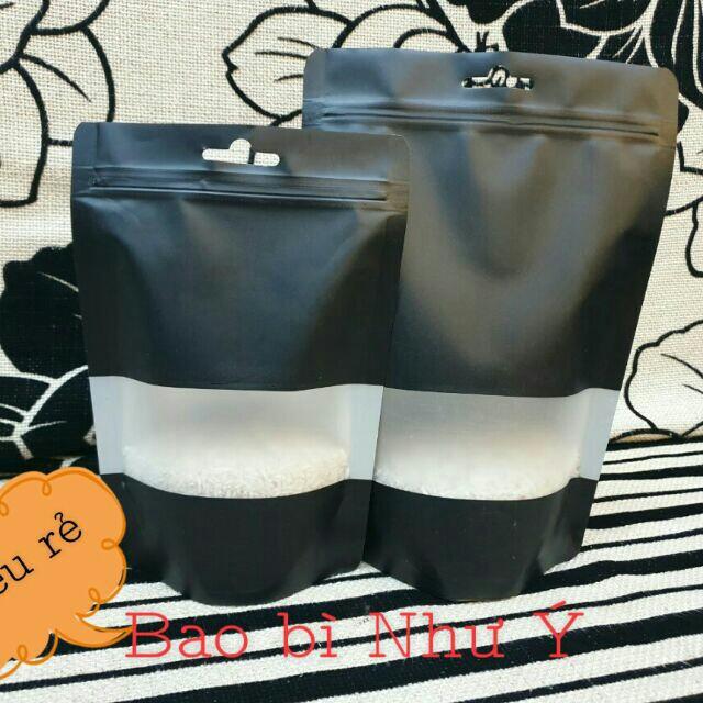 1KG - SIZE 15X22 TÚI ZIPPER MÀU ĐEN CÓ CỬA SỔ
