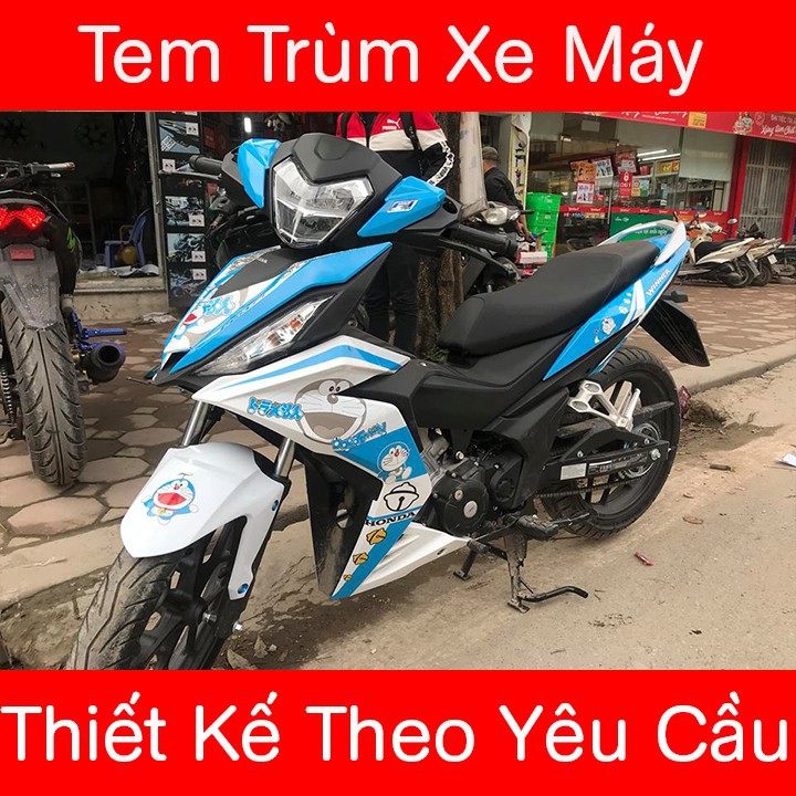 Tem trùm Winner xanh trắng doremon - Độ dán team trùm decal xe máy Winner xanh trắng doremon  - Team trùm decal xe máy Winner rẻ đẹp và chất