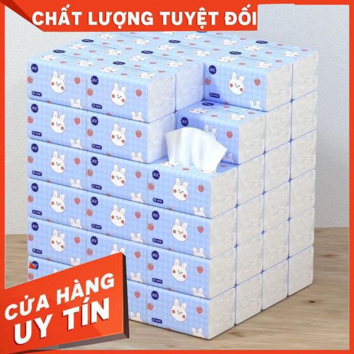 1 Thùng Giấy Ăn Hình Thỏ 30 Gói Giấy Ăn Khăn Giấy Hình Thỏ 3 Lớp - Combo 30 gói Khăn giấy rút giấy ăn hình thỏ làm từ sợi tre siêu mềm siêu dai
