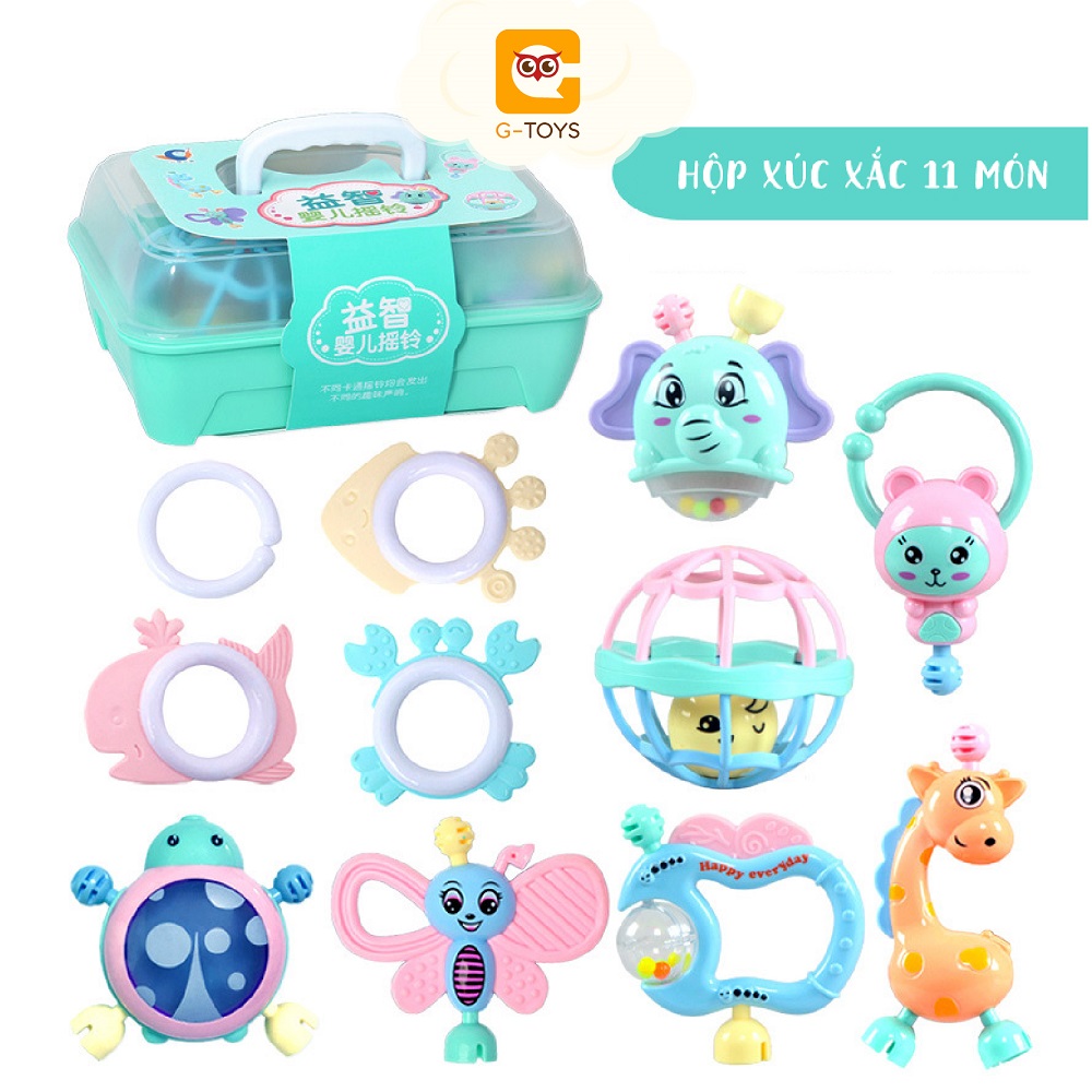 Hộp đồ chơi xúc xắc lục lạc gặm nướu cho trẻ sơ sinh chất liệu cao cấp an toàn cho bé
