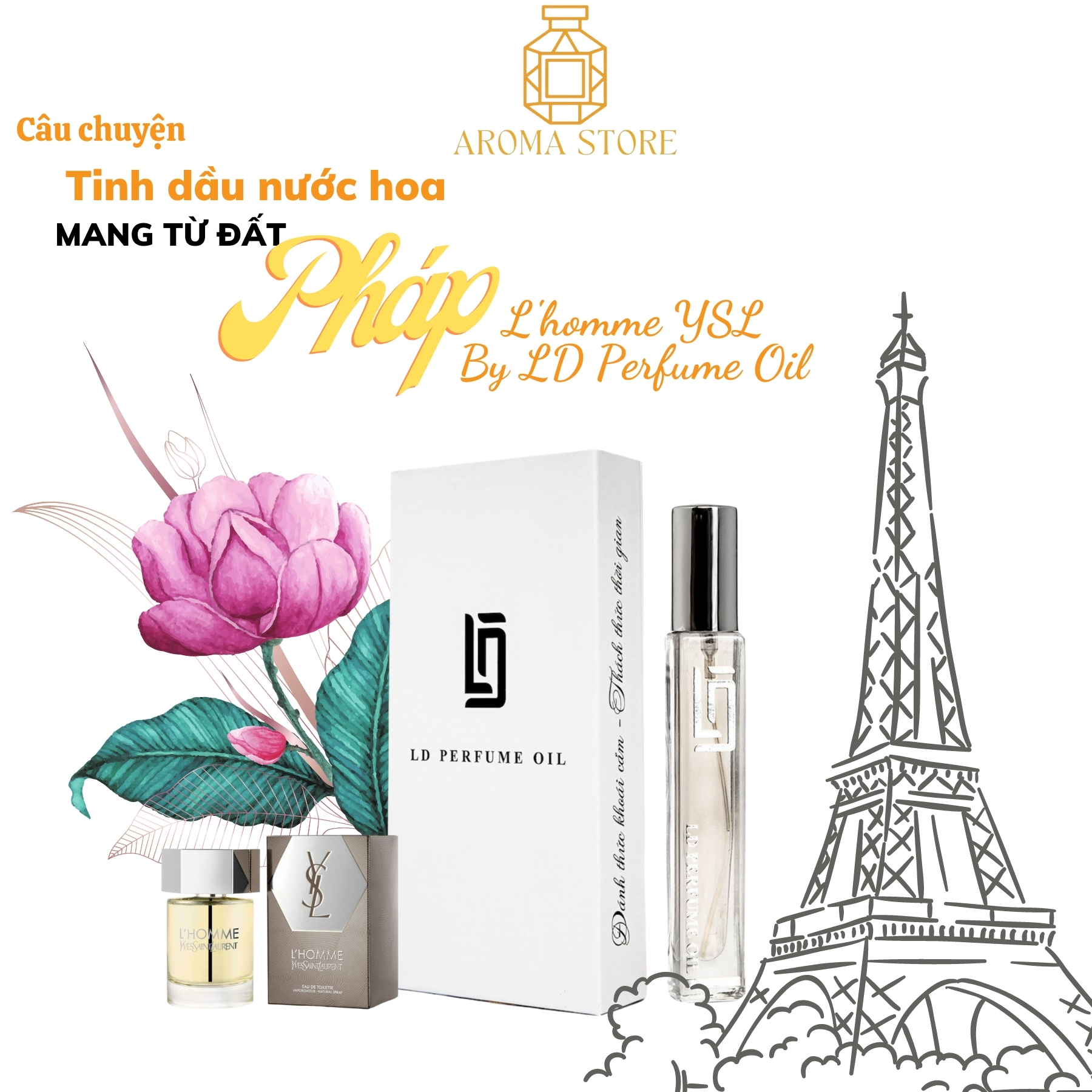 Tinh dầu nước hoa pháp ld perfume oil l'homme yves saint laurent 2ml