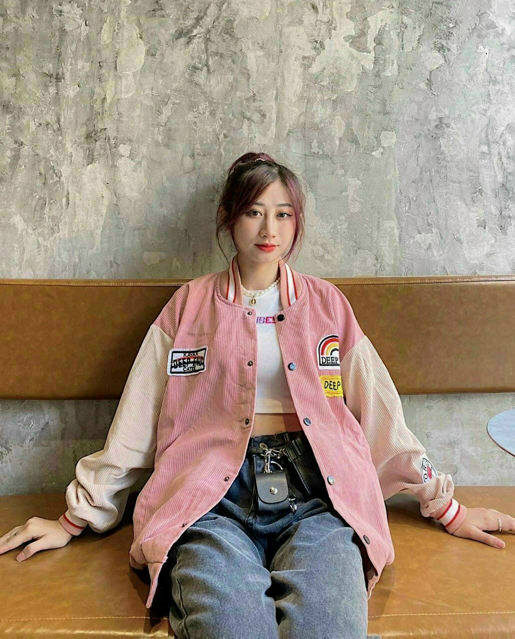 Áo khoác bomber chất nhung thêu cầu vòng cực đẹp - áo bomber nam nữ unisex nhung siêu đẹp phong cách hàn quốc. tp