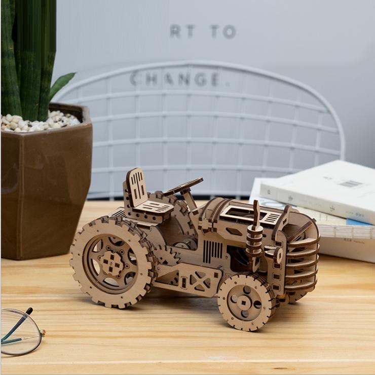 Đồ chơi lắp ráp gỗ 3D Mô hình Cơ động học Máy Kéo - Tractor Robotime LK401