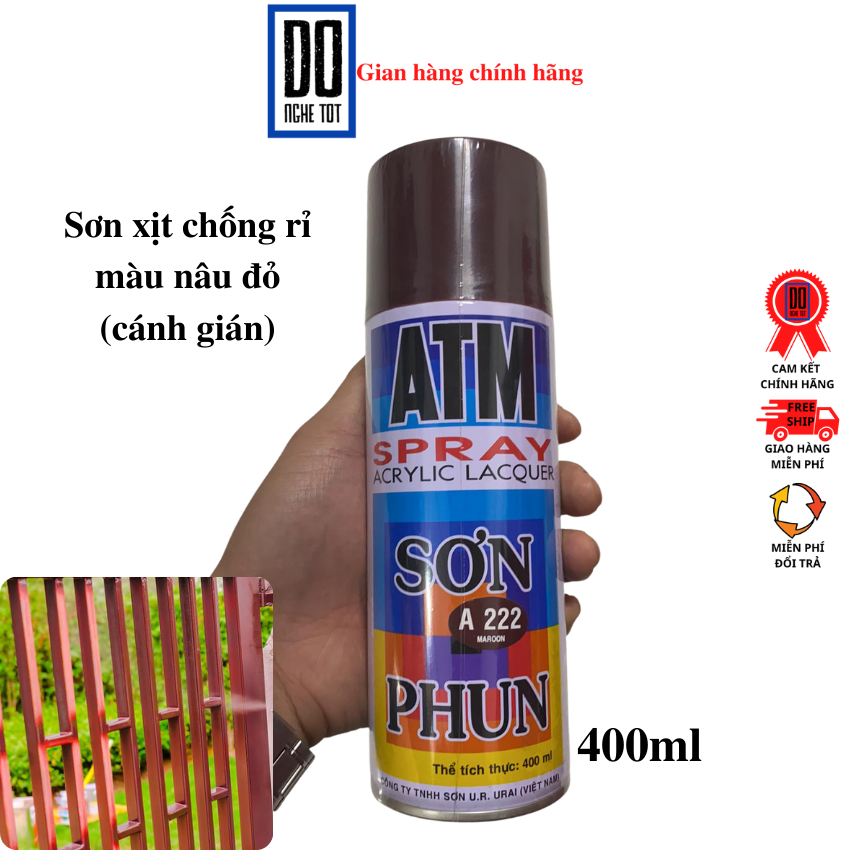 Sơn chống rỉ cao cấp atm bình 400ml sơn màu nâu đỏ cánh gián sơn xịt chống rỉ kshield bảo hành 1 tháng tại Đồ nghề tốt